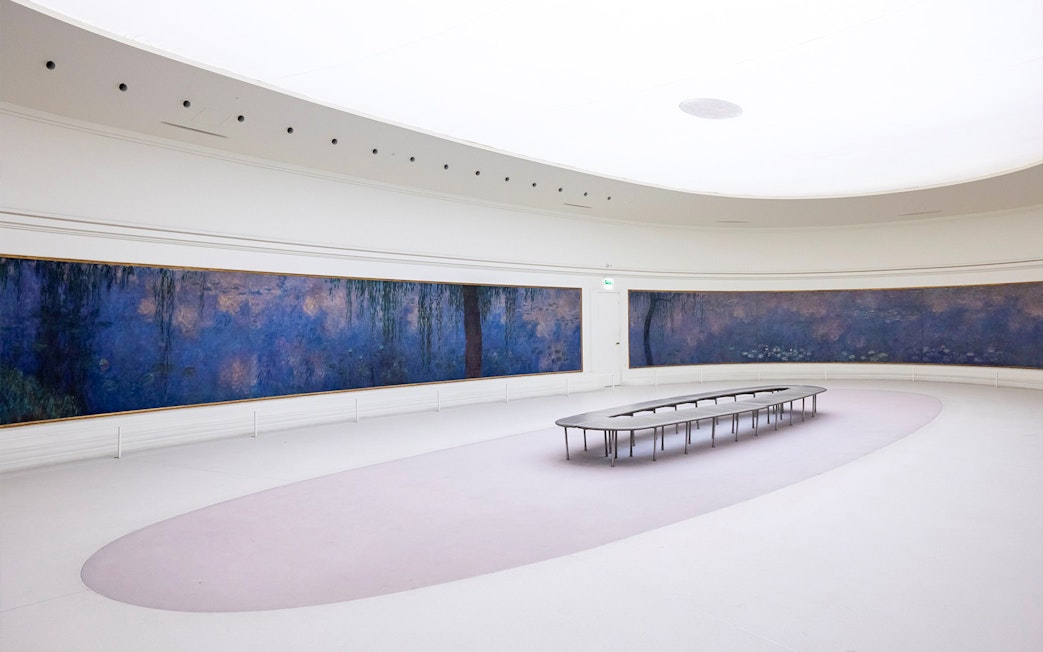 Monet's Water Lilies displayed in the Orangerie Museum, Paris.