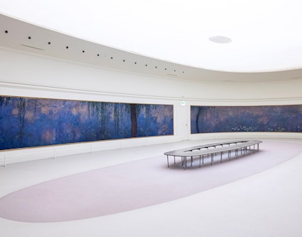 Monet's Water Lilies displayed in the Orangerie Museum, Paris.