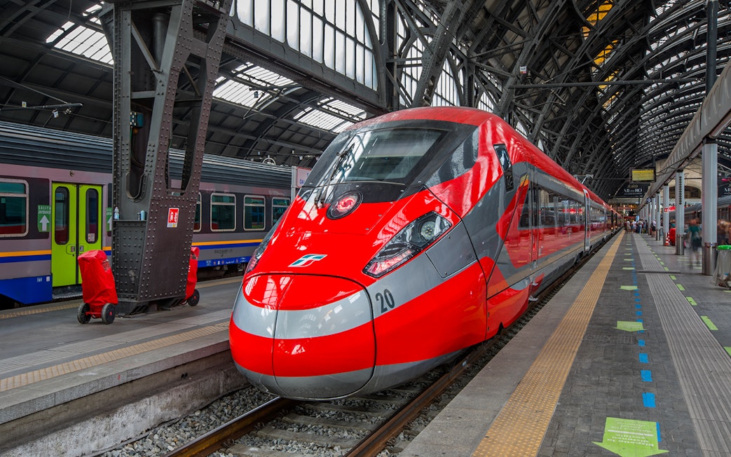 High-speed train at Firenze Santa Maria Novella Station heading to Rome Termini.