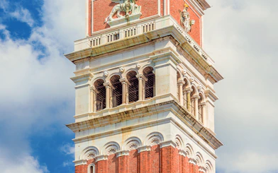 St. Mark’s Bell Tower in Venice with detailed architectural features.