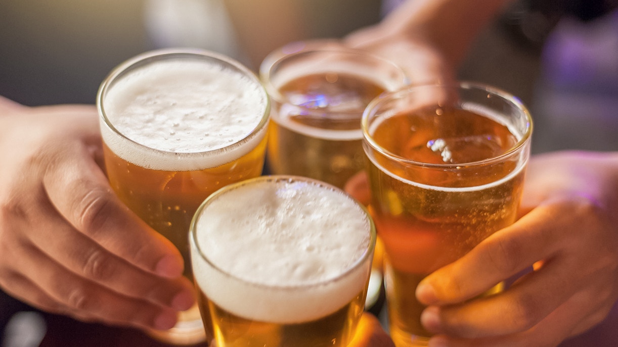 Group of friends having beer