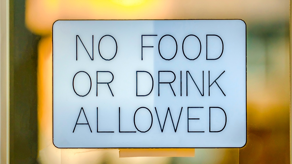 No eating or drinking sign at NAM, Athens