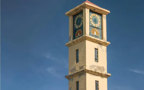 Clock tower in Kusadasi, part of the Ottoman Culture self-guided city exploration game.