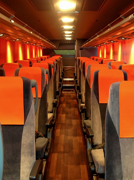 Bus interior for Narita Airport transfers to Shinjuku, T-CAT, and YCAT in Tokyo.