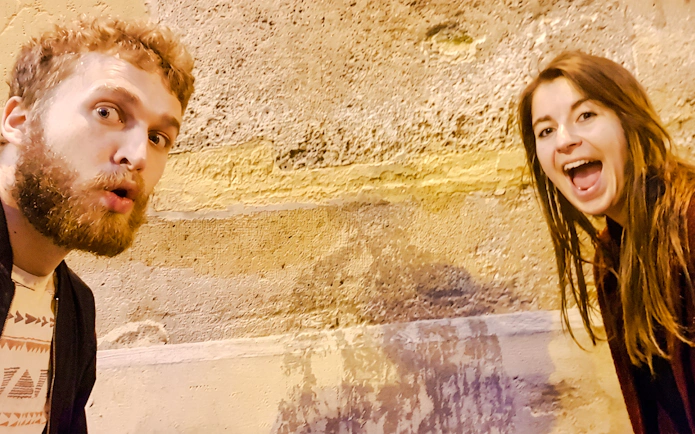 Participants enjoying the Mona Lisa Murder Mystery tour in Paris.