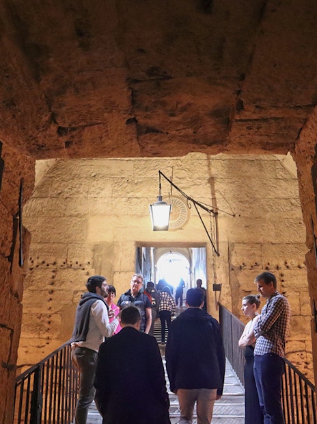 Visitors exploring the interior of Castel Sant'Angelo, Rome.