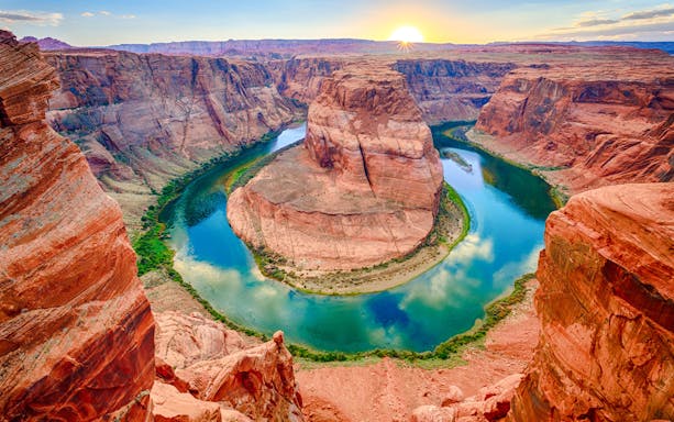 Horseshoe Bend at sunset with Colorado River, Arizona, USA.