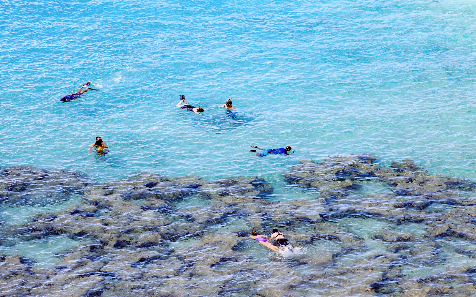 People swimming in the Hanauma Bay Natural Preserve, Hawaii