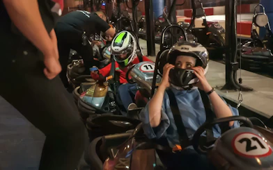 Riders preparing for ANGRY BIRDS GO kart race at Angry Birds World Theme Park.