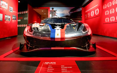 Ferrari 488 GTE AF Corse on display at Ferrari Museum, Maranello.