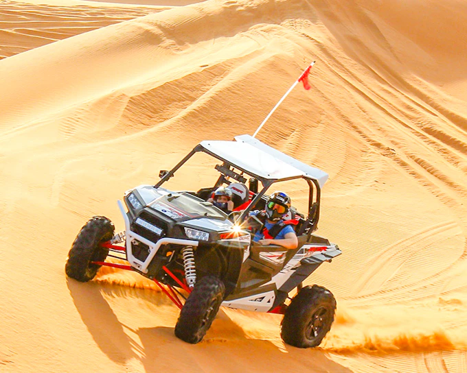 Dubai Desert Self-Drive Buggy or Quad Bike with Premium Desert Dinner and Private Transfers