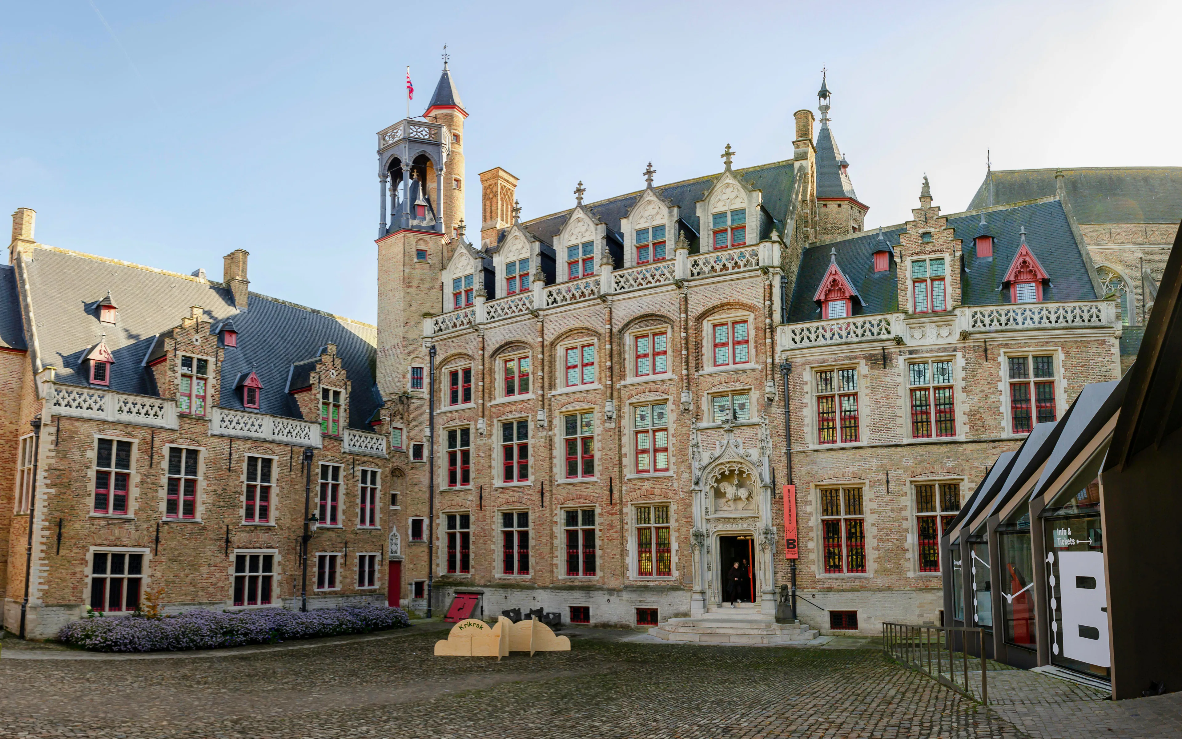 Gruuthusemuseum exterior with historic architecture in Bruges, Belgium.