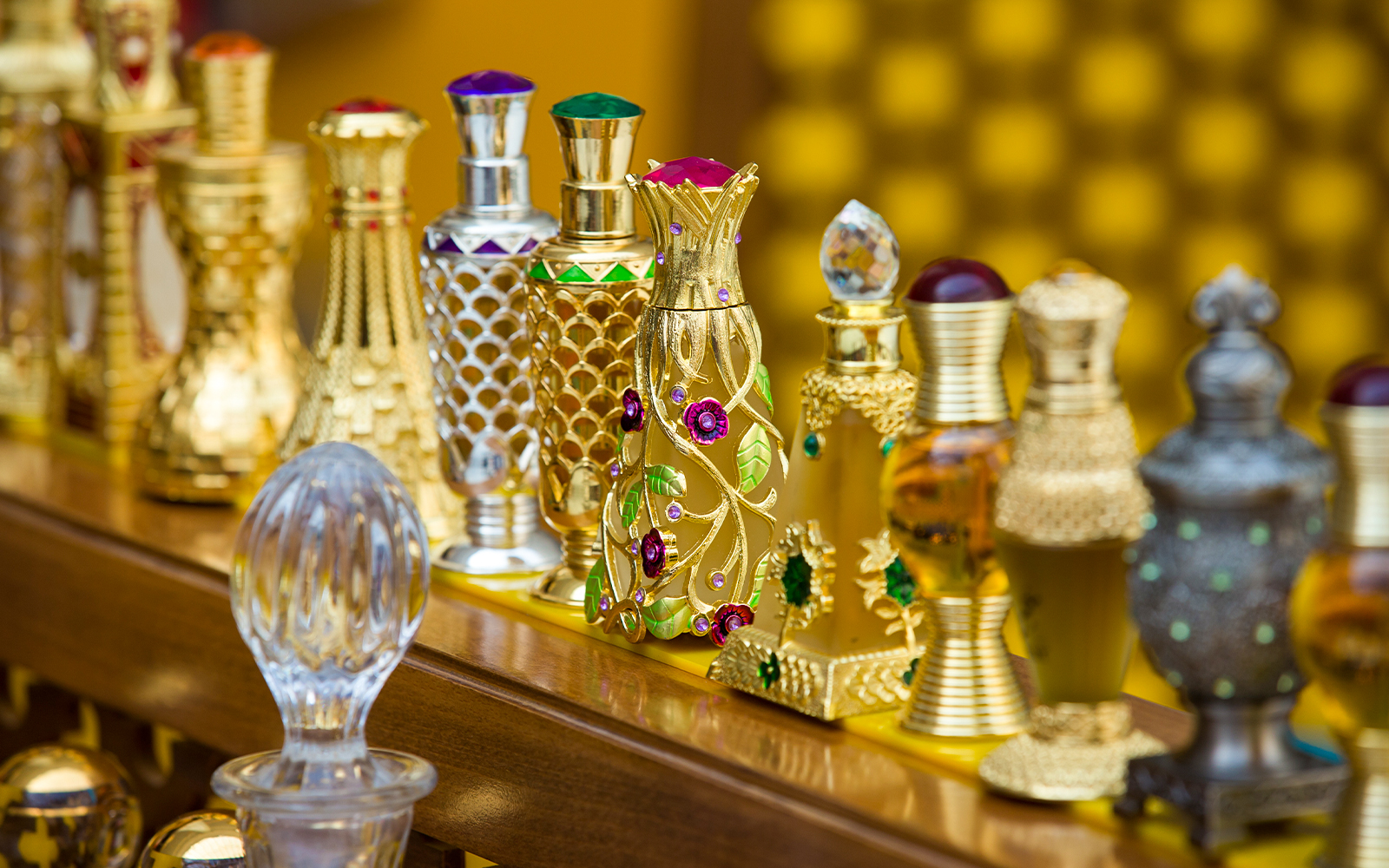 Decorative perfume bottles at Al Shindagha Museum, Dubai.