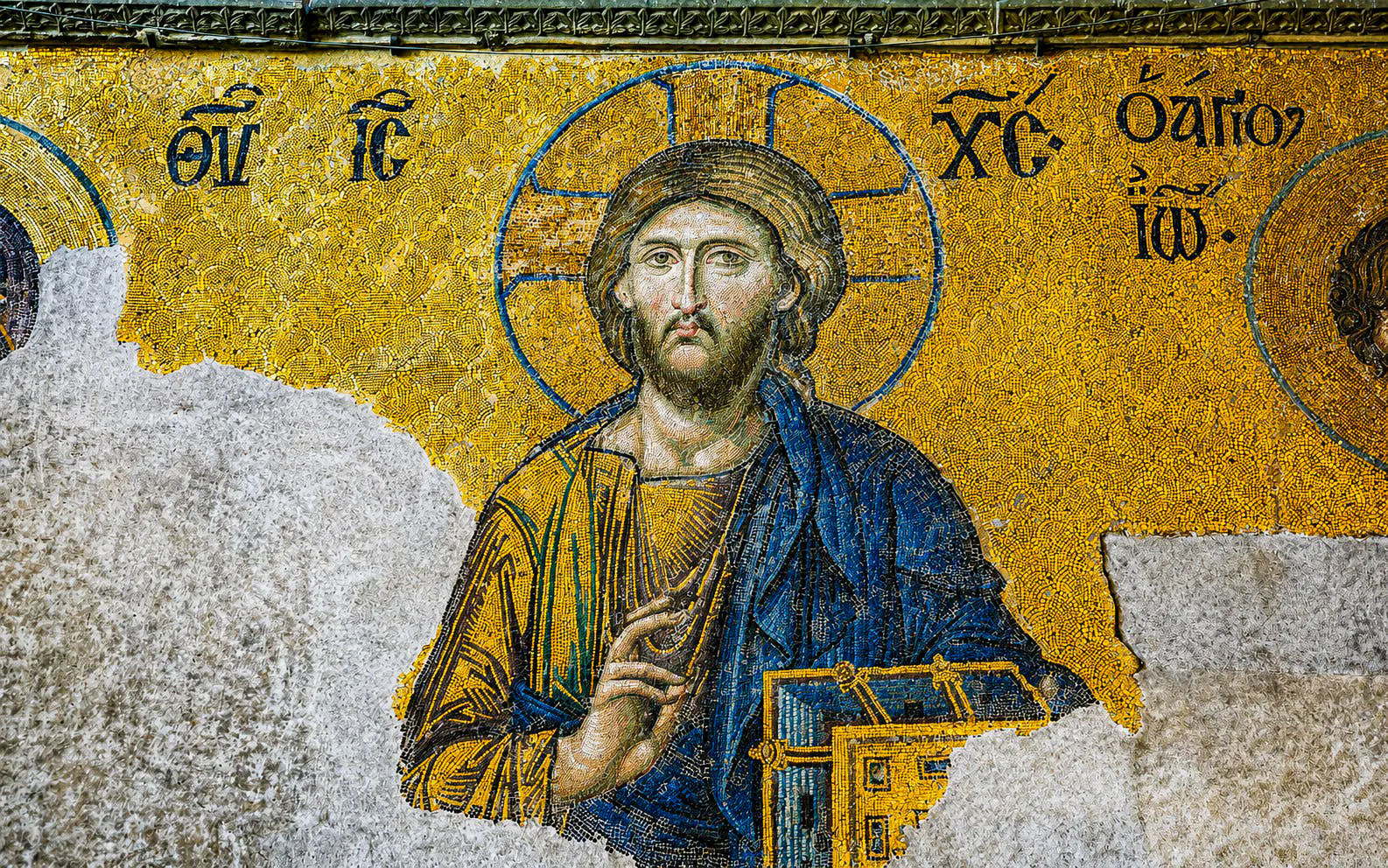 Mosaic of Christ Pantocrator in Hagia Sophia, Istanbul.