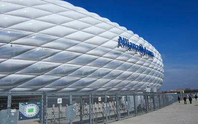 Allianz Arena exterior in Munich, part of the City Tour and FC Bayern Munich Soccer Arena Tour.