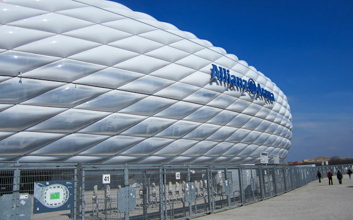 Allianz Arena exterior in Munich, part of the City Tour and FC Bayern Munich Soccer Arena Tour.