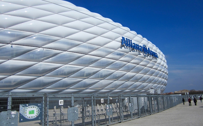 Allianz Arena exterior in Munich, part of the City Tour and FC Bayern Munich Soccer Arena Tour.