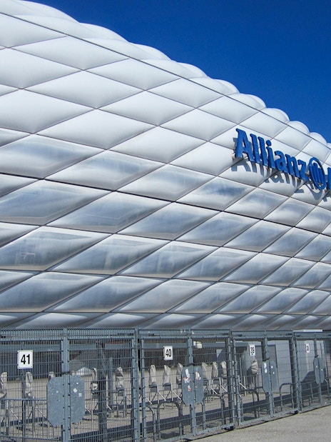 Allianz Arena exterior in Munich, part of the City Tour and FC Bayern Munich Soccer Arena Tour.