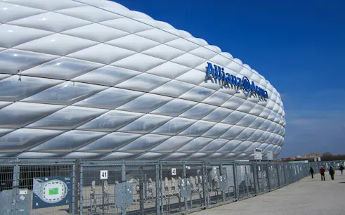 Allianz Arena exterior in Munich, part of the City Tour and FC Bayern Munich Soccer Arena Tour.