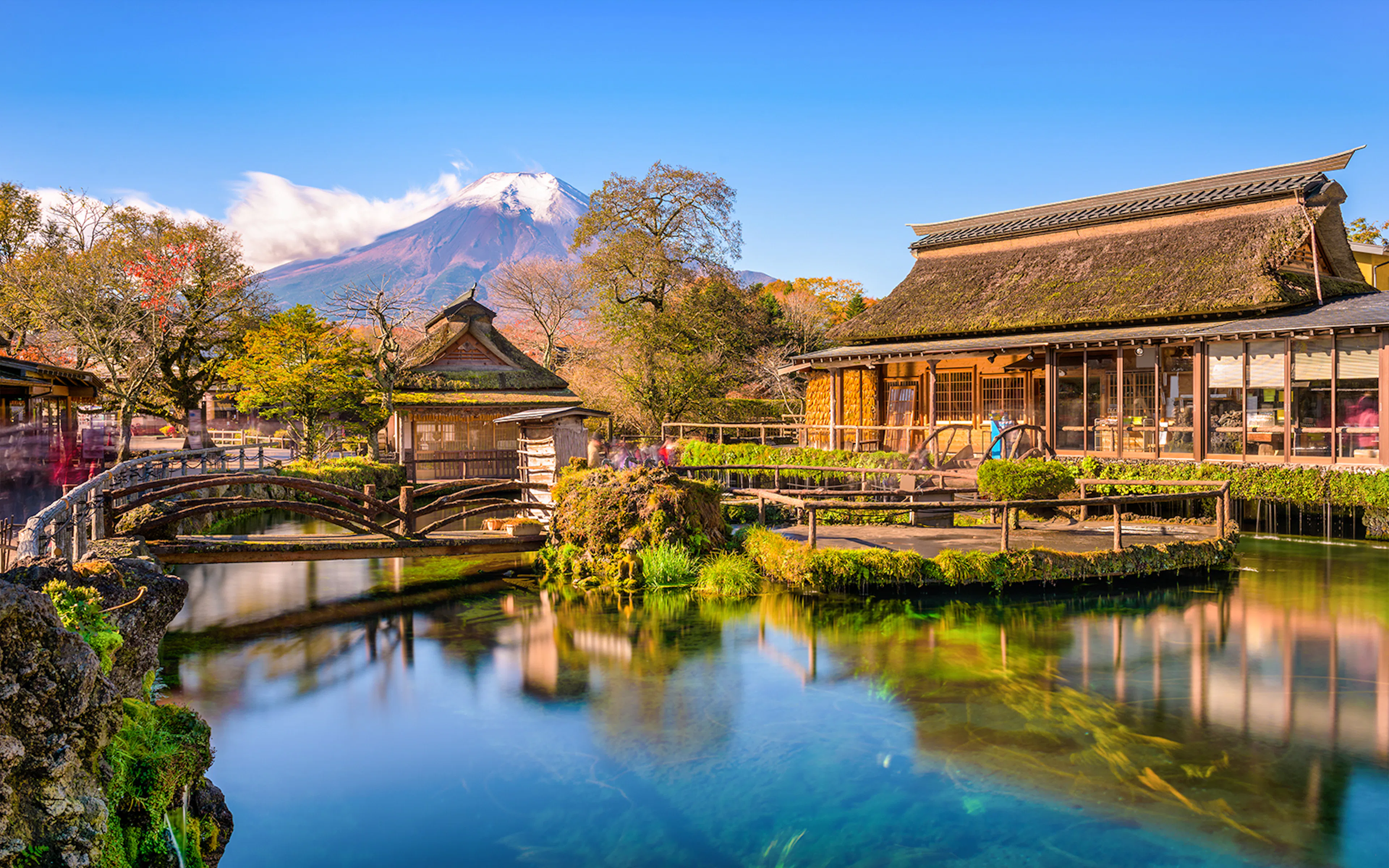 Mt. Fuji and Traditional Village in Oshinohakkai