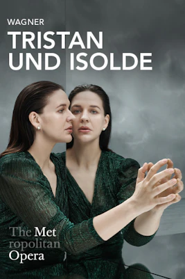 Tristan und Isolde opera poster at The Met with reflective imagery