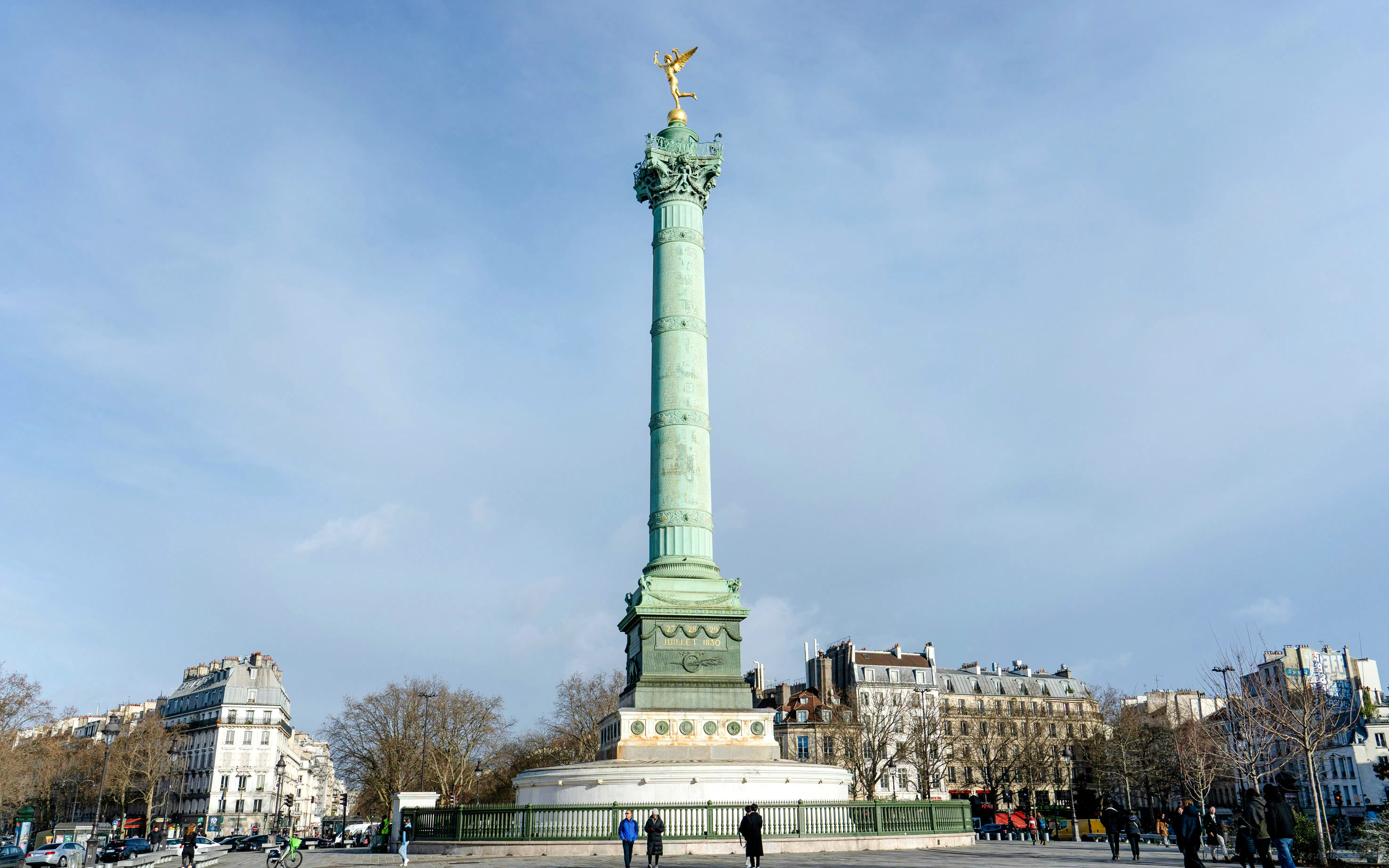 Column of July at Place de la Bastille, Paris, during a walking tour.