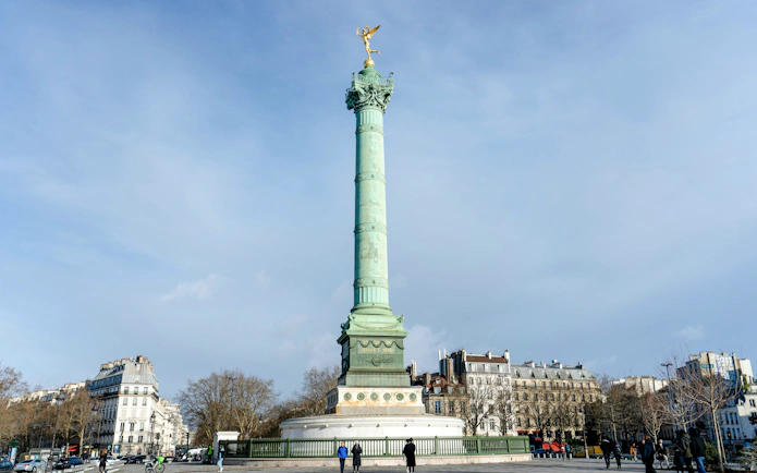 Column of July at Place de la Bastille, Paris, during a walking tour.