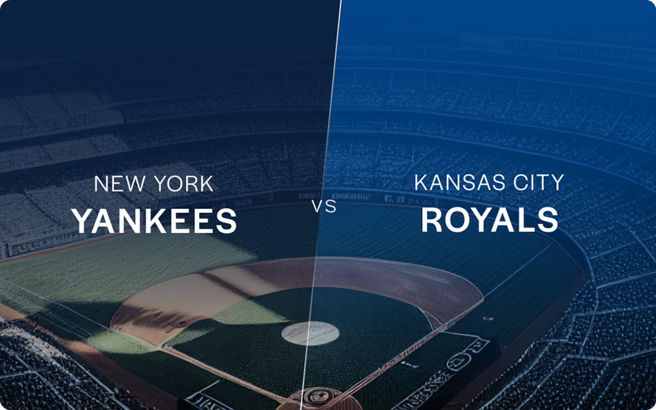 New York Yankees vs Kansas City Royals game at a baseball stadium.