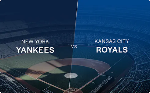 New York Yankees vs Kansas City Royals game at a baseball stadium.