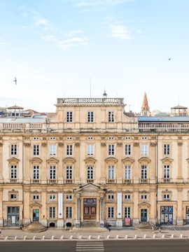 Facade of the Museum of Fine Arts in Lyon, France, showcasing neoclassical architecture.