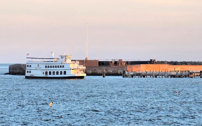 Ferry approaching Fort Sumter National Monument in Charleston Harbor.
