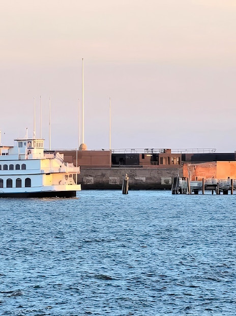 Ferry approaching Fort Sumter National Monument in Charleston Harbor.