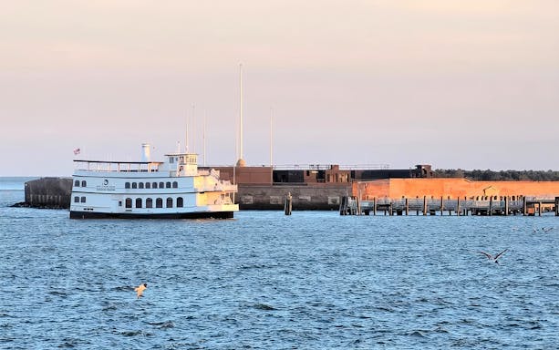Ferry approaching Fort Sumter National Monument in Charleston Harbor.