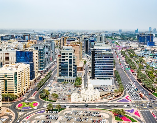 Aerial view of Deira City Centre, Dubai, showcasing urban landscape and architecture.