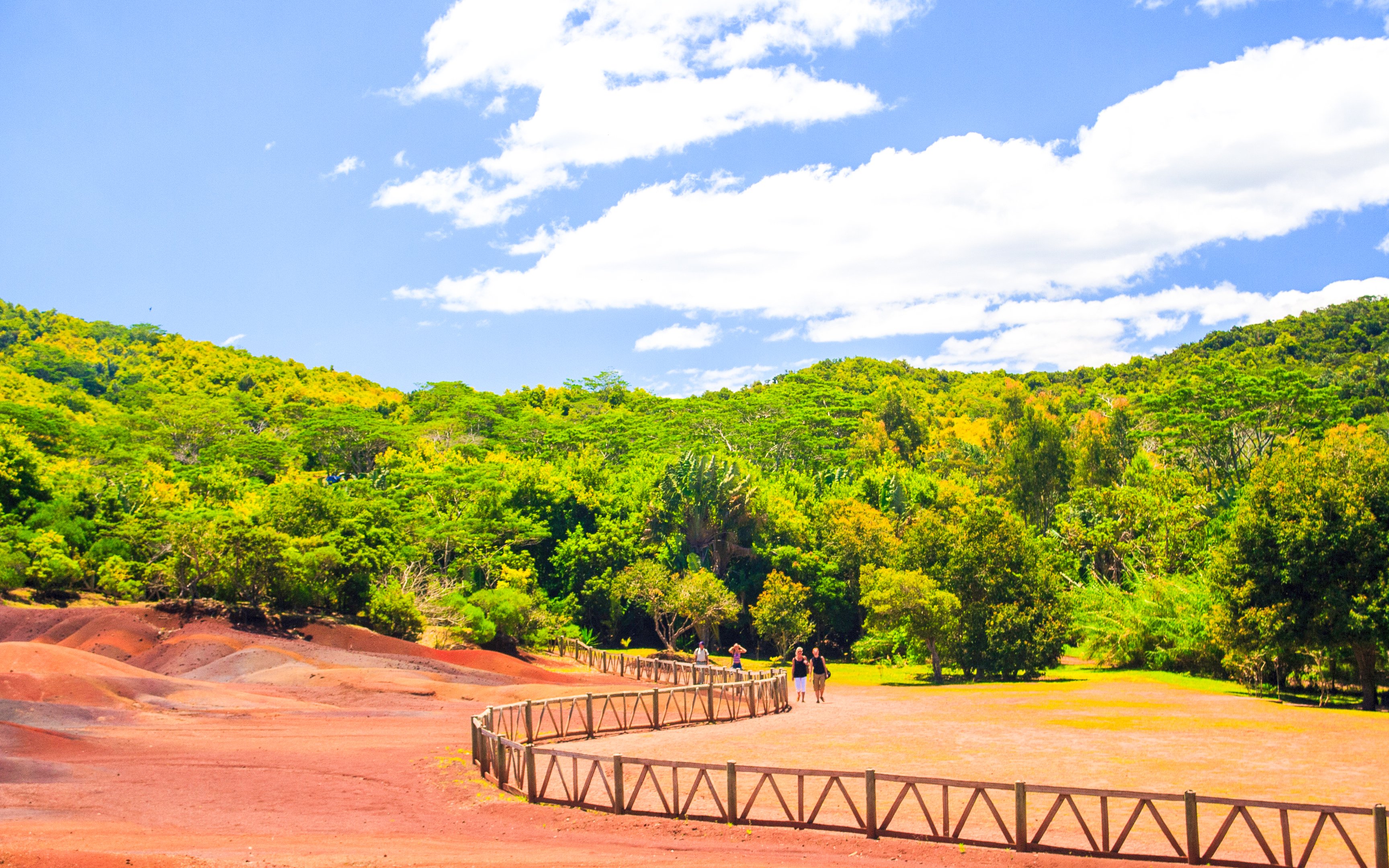 Chamarel Coloured Earth with vibrant hills and lush greenery in Mauritius.