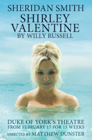 Shirley Valentine theater poster with show details in London.