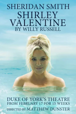 Shirley Valentine theater poster with show details in London.