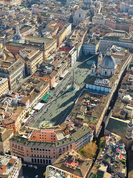 Aerial view of Piazza Navona in Rome near Domitian Stadium.