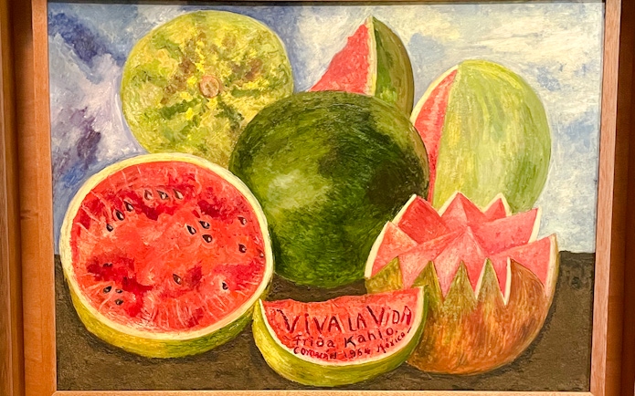 Frida Kahlo's "Viva la Vida" watermelon painting at Frida Kahlo Museum, Mexico City.