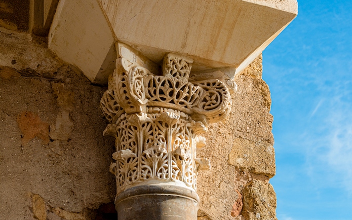 Capitel with intricate carvings at Medina Azahara, Cordoba.