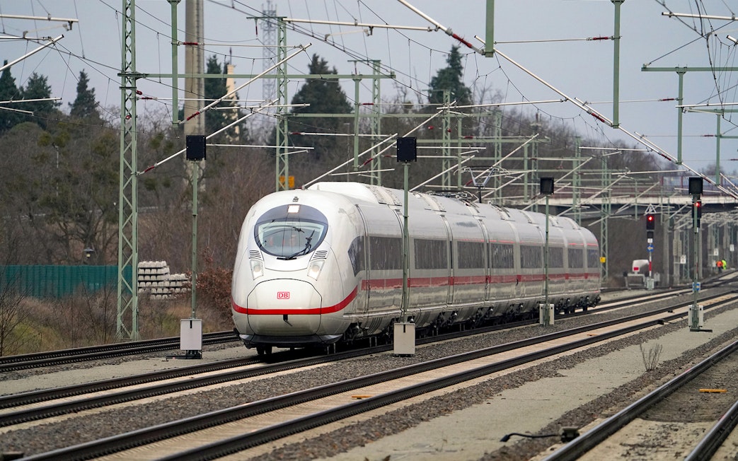 High-speed train on tracks in Germany, related to Interrail Germany Mobile Pass Continuous - 2nd Class.