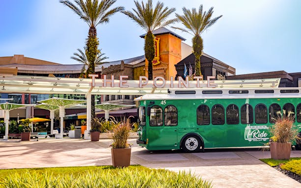Orlando I-Ride trolley at The Pointe shopping center.