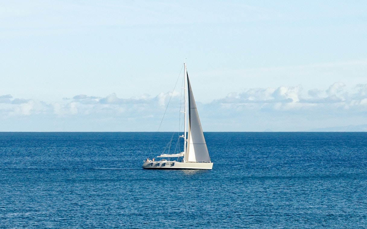 Sailboat on the ocean near Tenerife, Canary Islands.