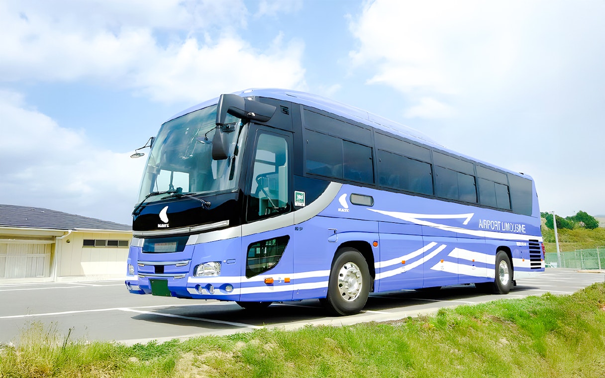 Kansai Airport transfer bus parked at terminal.