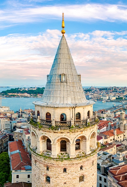 Galata Tower in Istanbul with cityscape view.