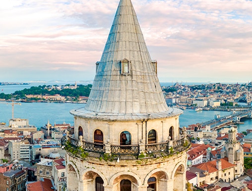 Galata Tower in Istanbul with cityscape view.