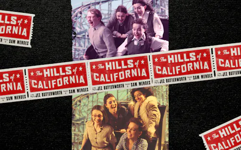 Roller coaster ride with excited group, The Hills of California.