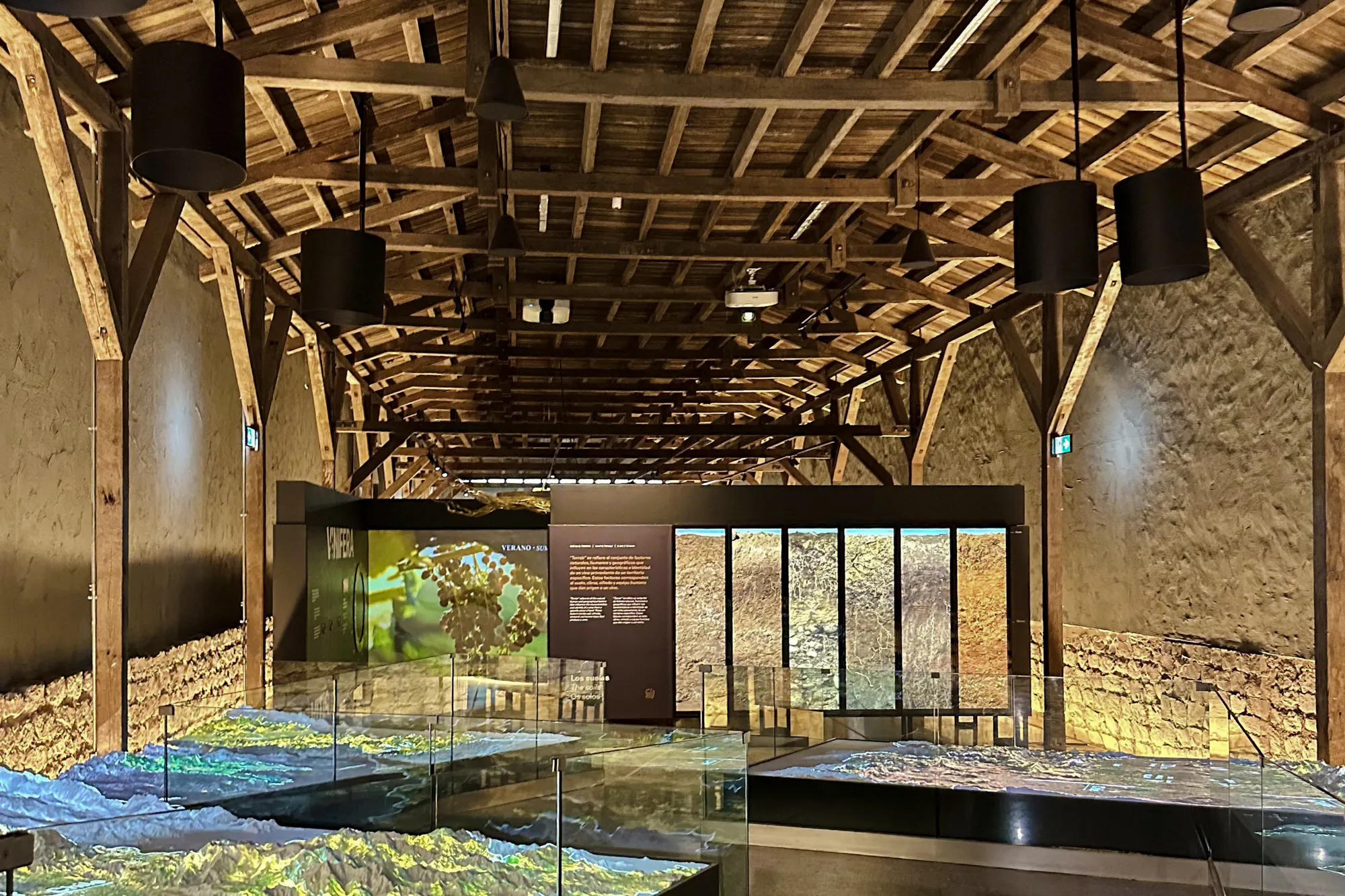 Wine Center exhibit at Concha y Toro Winery, Santiago, showcasing vineyard projections.