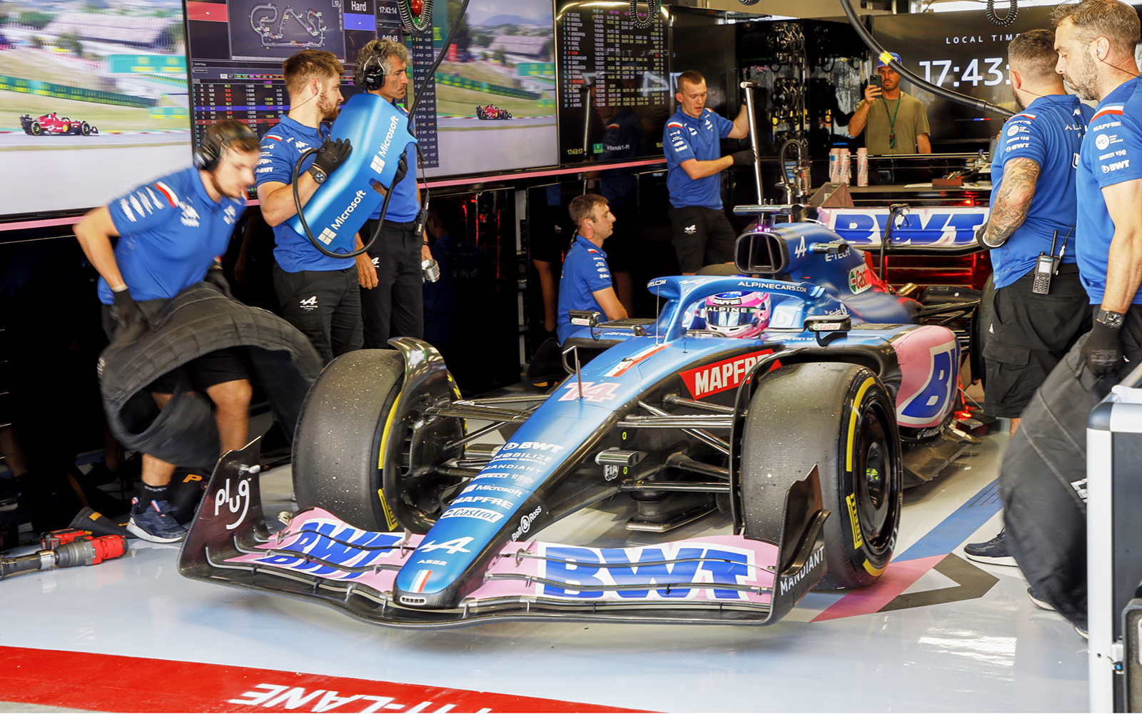 Alpine formula one car on track