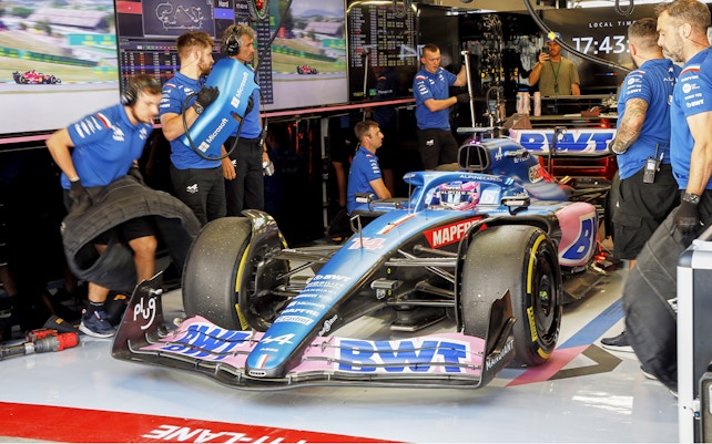 Alpine formula one car on track